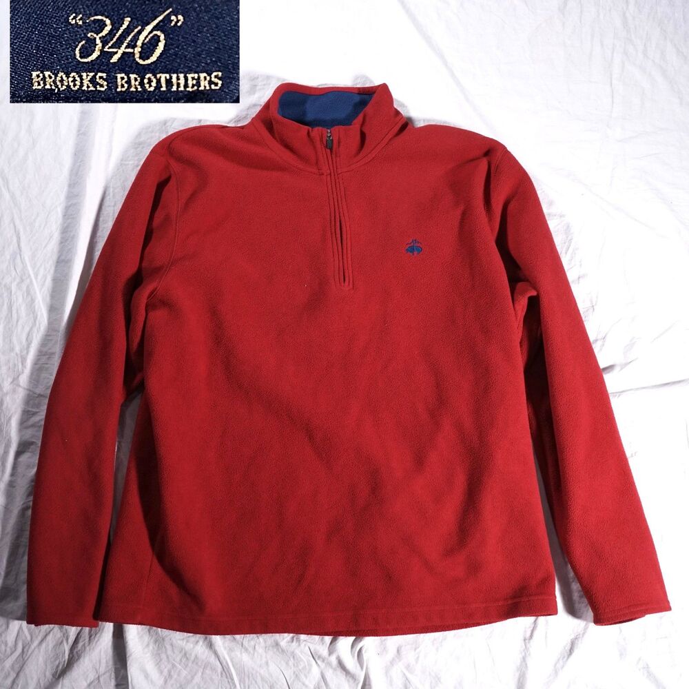 Brooks Brothers 346 Fleece Quarter Zip Pullover Red Mens XXL